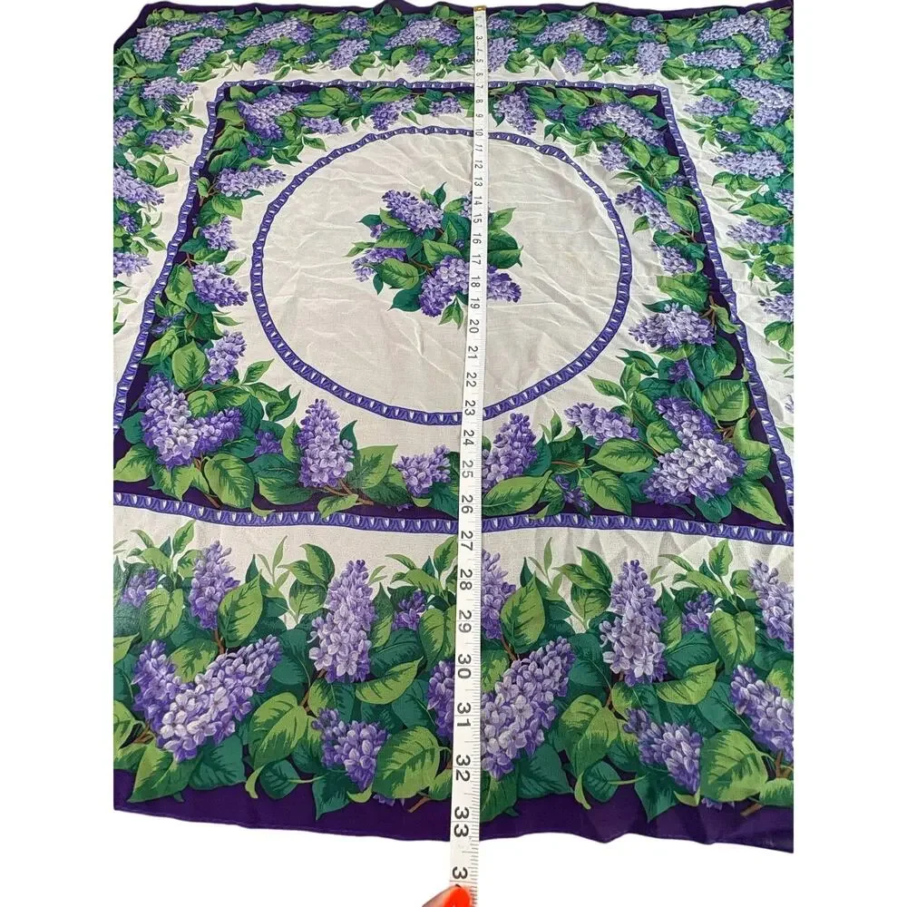 Vintage Silk Scarf- Museum of Fine Arts Boston- Lilacs Florals Purple  34x34